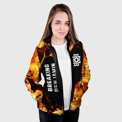Женская куртка Breaking Benjamin и пылающий огонь / 3D-Черный – фото 3