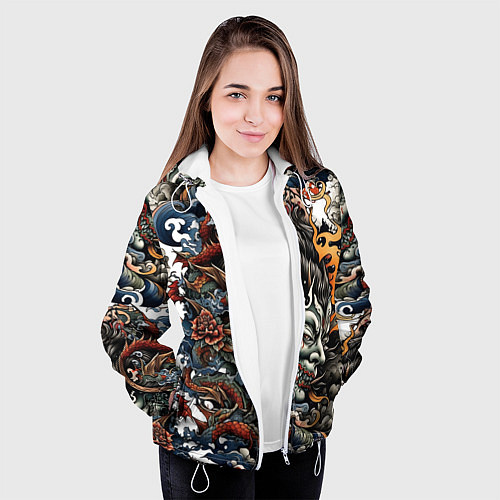 Женская куртка Татуировка Ирезуми / 3D-Белый – фото 3