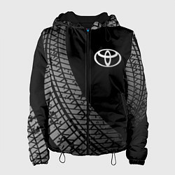 Куртка с капюшоном женская Toyota tire tracks, цвет: 3D-черный