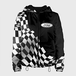 Куртка с капюшоном женская Ford racing flag, цвет: 3D-черный