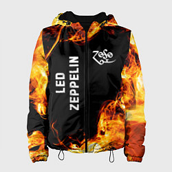 Куртка с капюшоном женская Led Zeppelin и пылающий огонь, цвет: 3D-черный