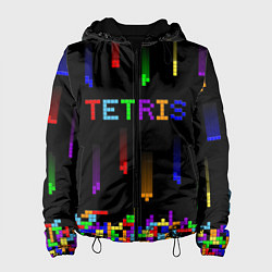 Куртка с капюшоном женская Falling blocks tetris, цвет: 3D-черный