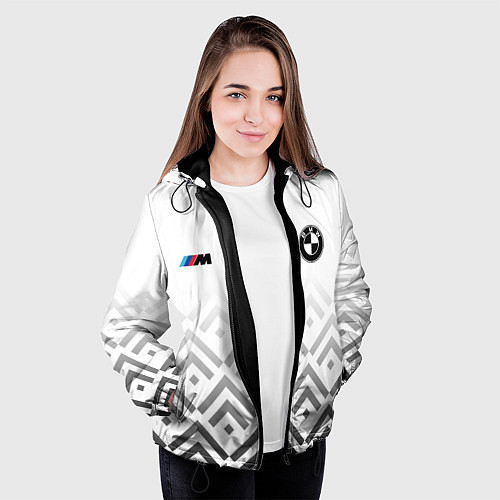 Женская куртка BMW m power - белый / 3D-Черный – фото 3