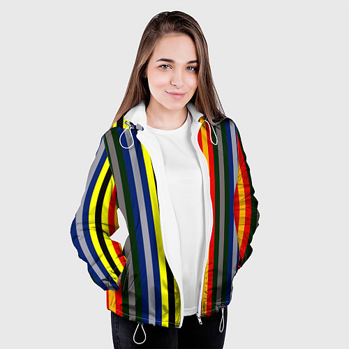 Женская куртка Полосы школа чародейства и волшебства / 3D-Белый – фото 3