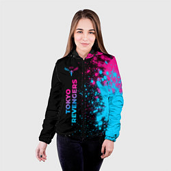 Куртка с капюшоном женская Tokyo Revengers - neon gradient: по-вертикали, цвет: 3D-черный — фото 2