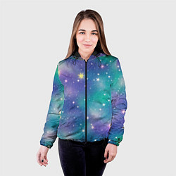 Куртка с капюшоном женская Космическое сияние волшебное, цвет: 3D-черный — фото 2