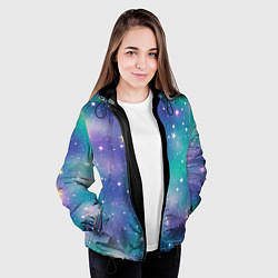 Куртка с капюшоном женская Космическое сияние волшебное, цвет: 3D-черный — фото 2