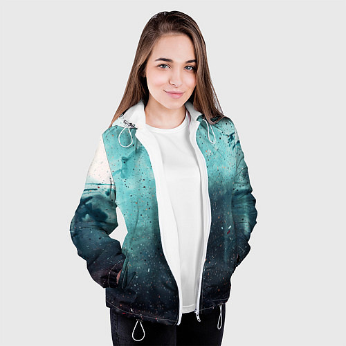 Женская куртка Светло-синий тени и краски / 3D-Белый – фото 3