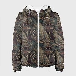 Куртка с капюшоном женская Тёмный фон с элементами дракона, цвет: 3D-белый