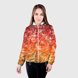 Куртка с капюшоном женская Огненная татуировка с элементами дракона, цвет: 3D-белый — фото 2