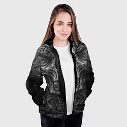 Куртка с капюшоном женская Череп в стиле Гигера, цвет: 3D-черный — фото 2