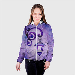 Куртка с капюшоном женская Уличный фиолетовый фонарь, цвет: 3D-белый — фото 2