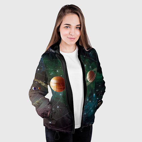 Женская куртка Планетная система / 3D-Черный – фото 3