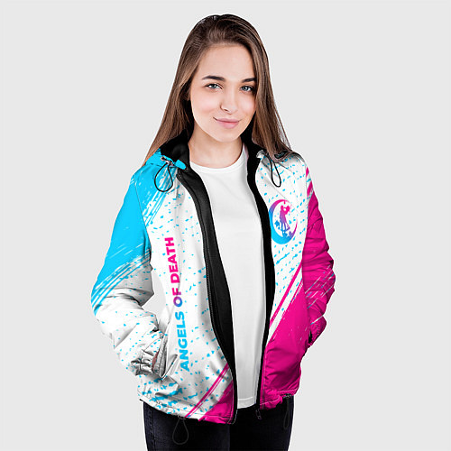 Женская куртка Angels of Death neon gradient style: надпись, симв / 3D-Черный – фото 3