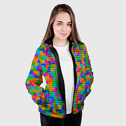 Куртка с капюшоном женская Крупные блоки Тетрис, цвет: 3D-черный — фото 2