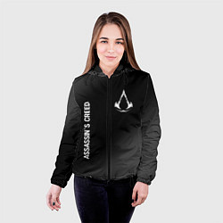Куртка с капюшоном женская Assassins Creed glitch на темном фоне: надпись, си, цвет: 3D-черный — фото 2