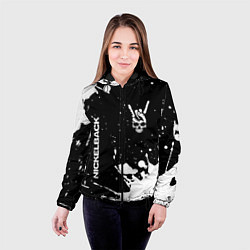 Куртка с капюшоном женская Nickelback и рок символ на темном фоне, цвет: 3D-черный — фото 2