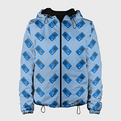 Куртка с капюшоном женская Синяя консоль тетрис, цвет: 3D-черный