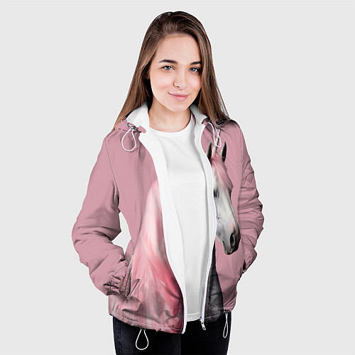 Женская куртка Единорог розовая грива / 3D-Белый – фото 3