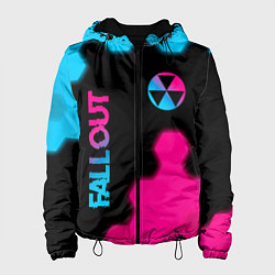 Куртка с капюшоном женская Fallout - neon gradient: надпись, символ, цвет: 3D-черный