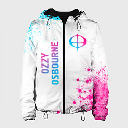 Куртка с капюшоном женская Ozzy Osbourne neon gradient style: надпись, символ, цвет: 3D-черный