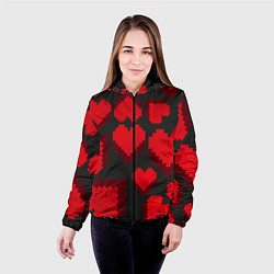 Куртка с капюшоном женская Pixel hearts, цвет: 3D-черный — фото 2