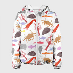 Куртка с капюшоном женская Морской пейзаж, цвет: 3D-белый