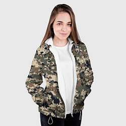 Куртка с капюшоном женская Коричнево - черный камуфляж, цвет: 3D-белый — фото 2