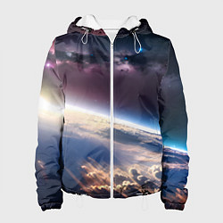 Куртка с капюшоном женская Планета и космос, цвет: 3D-белый