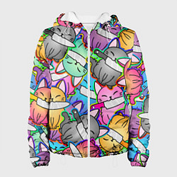 Куртка с капюшоном женская Перенаселение котиков, цвет: 3D-белый