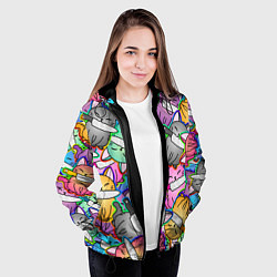 Куртка с капюшоном женская Перенаселение котиков, цвет: 3D-черный — фото 2
