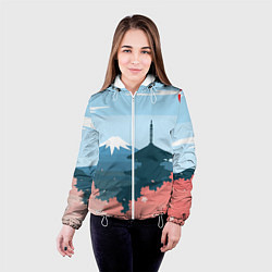 Куртка с капюшоном женская Вид на Фудзияму - Япония, цвет: 3D-белый — фото 2