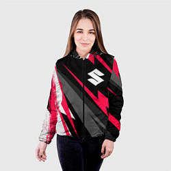 Куртка с капюшоном женская Suzuki fast lines, цвет: 3D-черный — фото 2