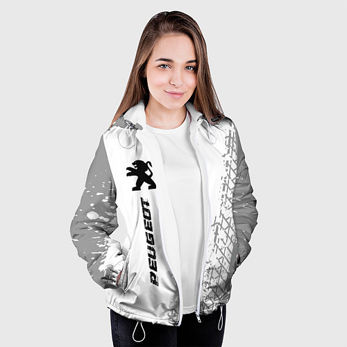Женская куртка Peugeot speed на светлом фоне со следами шин: по-в / 3D-Белый – фото 3