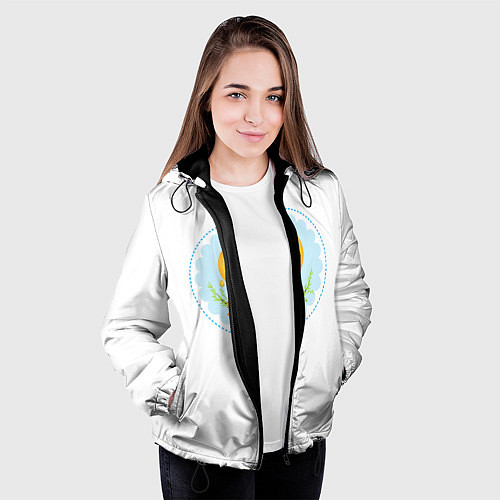 Женская куртка Солнце и цветы / 3D-Черный – фото 3