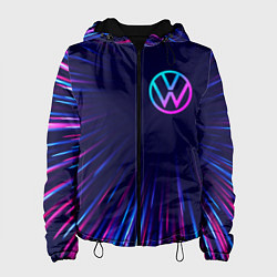 Куртка с капюшоном женская Volkswagen neon speed lines, цвет: 3D-черный