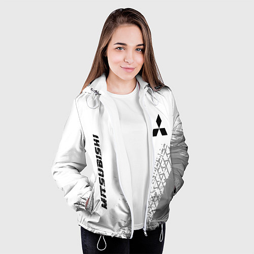Женская куртка Mitsubishi speed на светлом фоне со следами шин: н / 3D-Белый – фото 3
