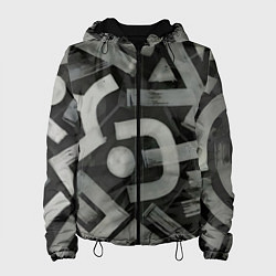 Куртка с капюшоном женская Шрифтовые узоры, цвет: 3D-черный