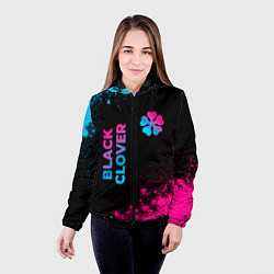 Куртка с капюшоном женская Black Clover - neon gradient: надпись, символ, цвет: 3D-черный — фото 2