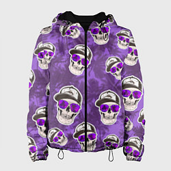 Куртка с капюшоном женская Черепа и пальмы, цвет: 3D-черный