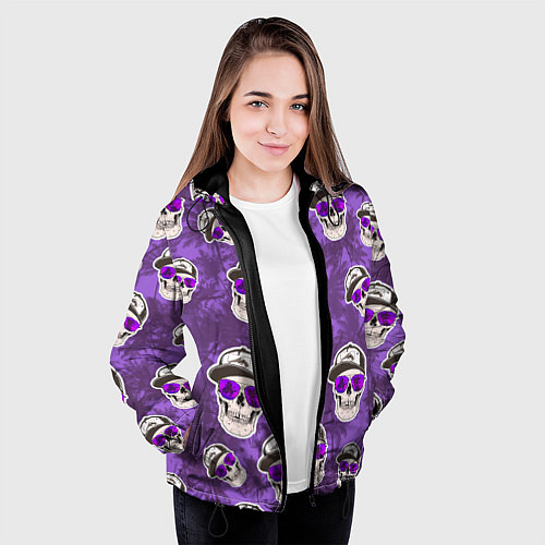 Женская куртка Черепа и пальмы / 3D-Черный – фото 3