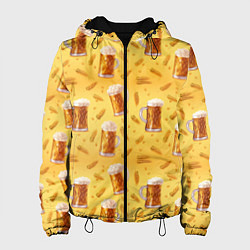 Куртка с капюшоном женская Кружки с пенным пивом, цвет: 3D-черный
