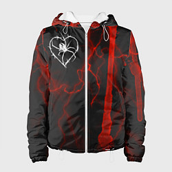 Куртка с капюшоном женская Гранж, разводы и паук, цвет: 3D-белый