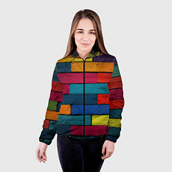 Куртка с капюшоном женская Цветные кирпичики, цвет: 3D-черный — фото 2
