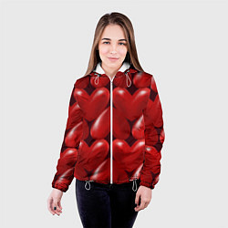 Куртка с капюшоном женская Red hearts, цвет: 3D-белый — фото 2