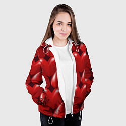 Куртка с капюшоном женская Red hearts, цвет: 3D-белый — фото 2