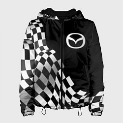 Куртка с капюшоном женская Mazda racing flag, цвет: 3D-черный
