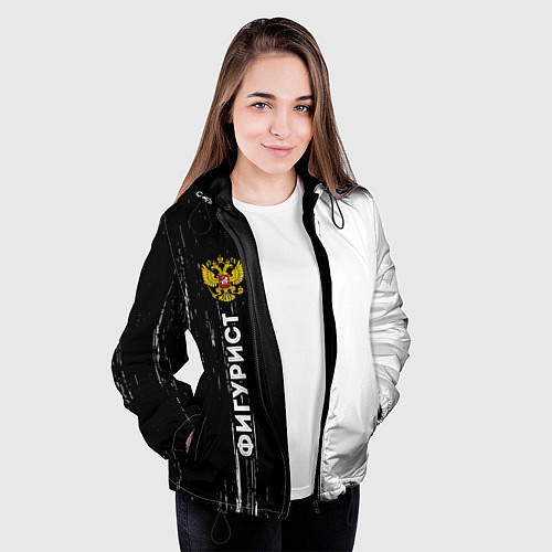 Женская куртка Фигурист из России и герб РФ: по-вертикали / 3D-Черный – фото 3