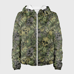 Куртка с капюшоном женская Камуфляж с черепами и долларами, цвет: 3D-белый