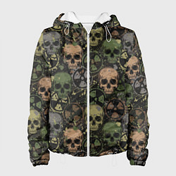 Куртка с капюшоном женская Черепа со знаками радиактивности, цвет: 3D-белый